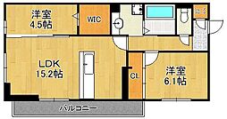 アピアランス中井 2階2LDKの間取り