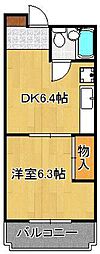 プリモレガーロ金鶏 1DKの間取図画像