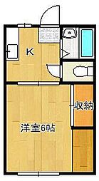 ヤングハイツアイリス 1Kの間取図画像