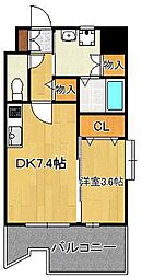 サンシャインプリンセス北九州 1DKの間取図画像