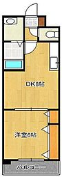 セントラルタイムキムラビル 1DKの間取図画像