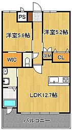 リブラブライト 2LDKの間取図画像