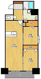 スマート大手町 2LDKの間取図画像
