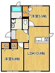 ラウンドシティ泉台 2LDKの間取図画像