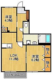シャーメゾンJ・K A棟 2階/-