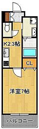 グレイスフル到津 1Kの間取図画像