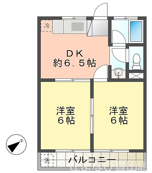 コーポ陣取 ｜愛知県みよし市東陣取山(賃貸アパート2DK・2階・37.63㎡)の写真 その2