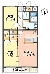 すまいるＫＡＴＯIII 1階2LDKの間取り