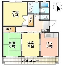 ヴィラウエノ 3DKの間取図画像