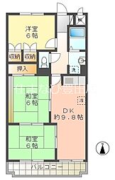 サンハイツ寺田 3階3LDKの間取り