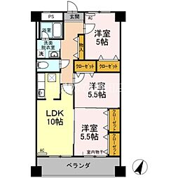 East One 4階3LDKの間取り