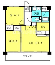 クレセントヒルズ 4階2LDKの間取り