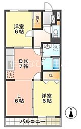 エレガンス青山 1階2LDKの間取り