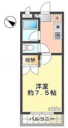 GBII 4階1Kの間取り