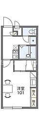 レオパレス西岡 2階1Kの間取り