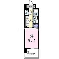 ライトヒルズ　元町 6階1Kの間取り