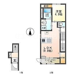 プランドール 2階1LDKの間取り
