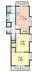 ケイユウカンパニーマンション 2階2DKの間取り