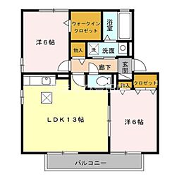 天王ガーデンA 2LDKの間取図画像