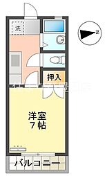 ハピネスヤマノテ 1Kの間取図画像