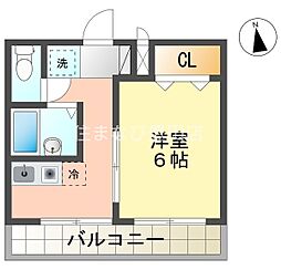 スカイコート・月見 1Kの間取図画像