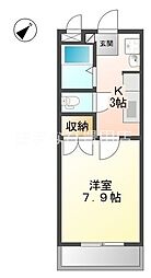 ハイツアイリス 1Kの間取図画像
