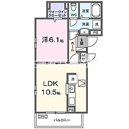 クライネル・ヴァルト 1LDKの間取図画像