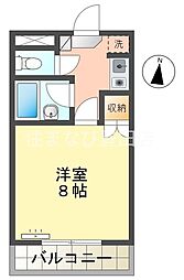 リニューアル37 1Kの間取図画像