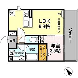 GRANDD・ROOM東梅坪 1LDKの間取図画像