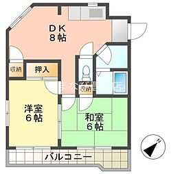 グリーンハイツ東山 2DKの間取図画像