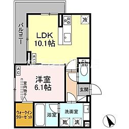 primevere花園 1LDKの間取図画像