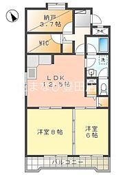 東新スカイハイツ 2SLDKの間取図画像