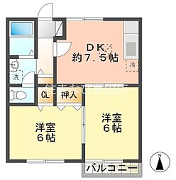 さくら 2DKの間取図画像