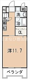 リヴェール山之手 1Kの間取図画像