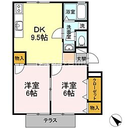ティンバーヒル明峰 2DKの間取図画像