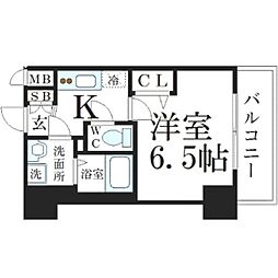ララプレイスザ・京橋ステラ 1Kの間取図画像