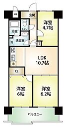 朝日プラザCITYウエストヒル神戸C棟 3LDKの間取図画像