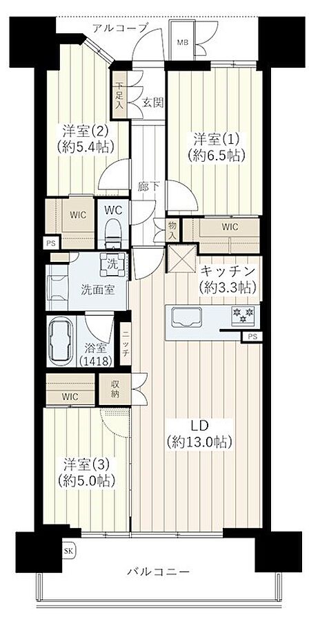 3LDK 間取り