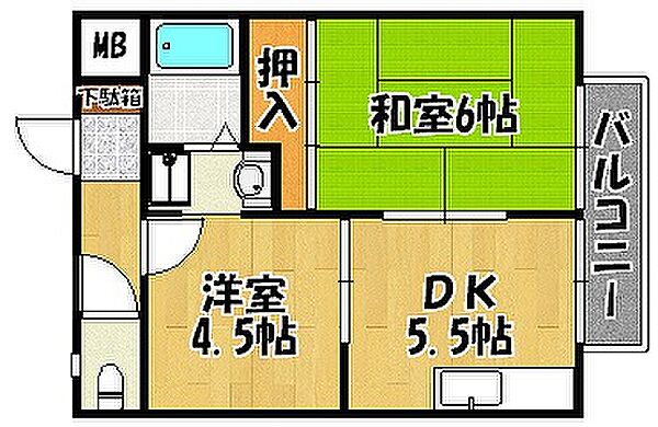 兵庫県明石市上ノ丸2丁目(賃貸アパート2DK・1階・38.00㎡)の写真 その2