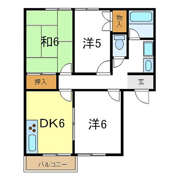 兵庫県加古川市平岡町高畑(賃貸アパート3DK・1階・52.99㎡)の写真 その2