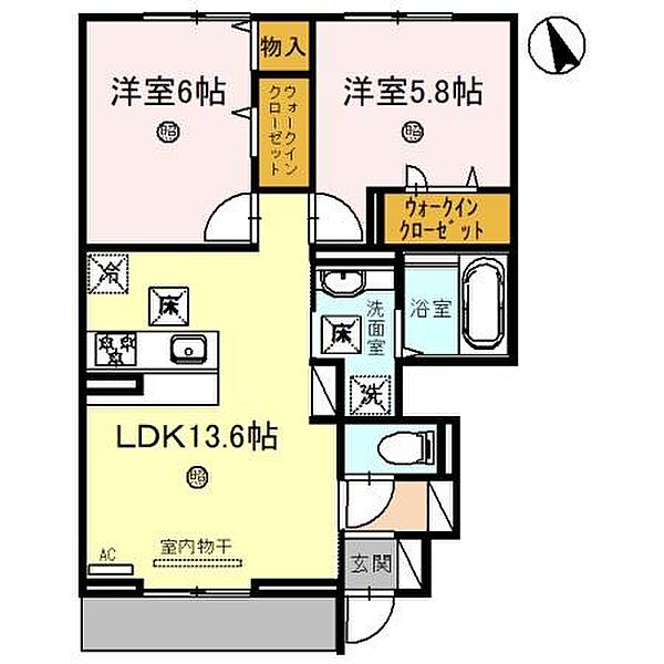 兵庫県姫路市北今宿3丁目(賃貸アパート2LDK・1階・57.92㎡)の写真 その2