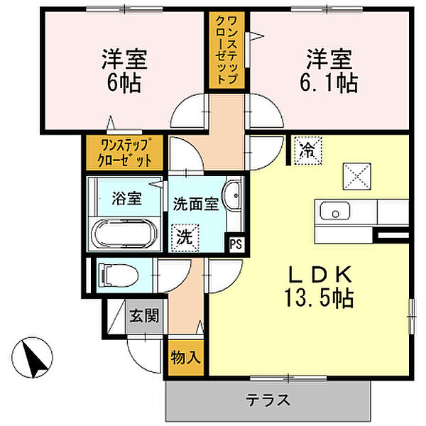 兵庫県加古川市神野町西条(賃貸アパート1LDK・1階・60.76㎡)の写真 その2