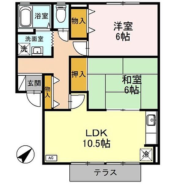 兵庫県たつの市龍野町中村(賃貸アパート2LDK・1階・55.20㎡)の写真 その2