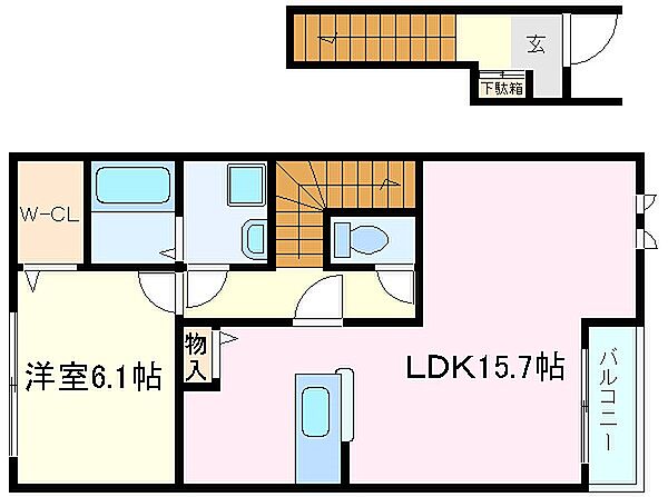 兵庫県明石市大久保町西島(賃貸アパート1LDK・2階・54.00㎡)の写真 その2