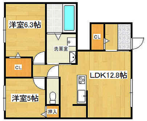 兵庫県加東市藤田(賃貸アパート2LDK・1階・56.11㎡)の写真 その2