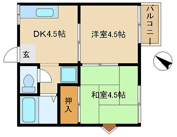 兵庫県加古川市平岡町西谷(賃貸アパート2DK・2階・29.81㎡)の写真 その2