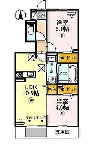兵庫県加東市社(賃貸アパート2LDK・1階・50.38㎡)の写真 その2