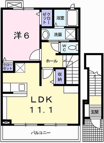 兵庫県たつの市龍野町富永(賃貸アパート1LDK・2階・46.09㎡)の写真 その2