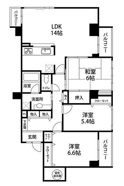 泉野ガーデンハウス 201号室｜石川県金沢市泉野町1丁目(賃貸マンション3LDK・2階・82.39㎡)の写真 その2