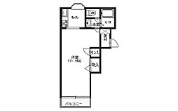 フォレスト242 1階1Kの間取り